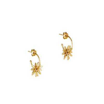 Boucles d'oreilles créoles créateur de bijoux fantaisie Stalactite Paris. Boucles d'oreilles Mini Créoles Flower en vermeil