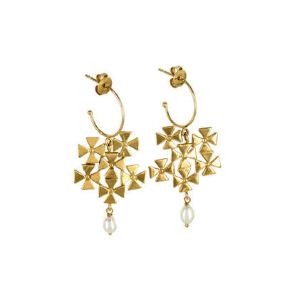 Boucles d'oreilles créateur de bijoux fantaisie Stalactite Paris. Les boucles d'oreilles Hortensia sont en plaqué or